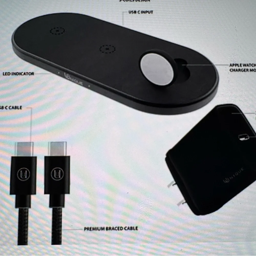 Uunique TRIAD 3-in-1 Wireless 25 Watt Charging Pad for Apple Watch AirPod iPhone